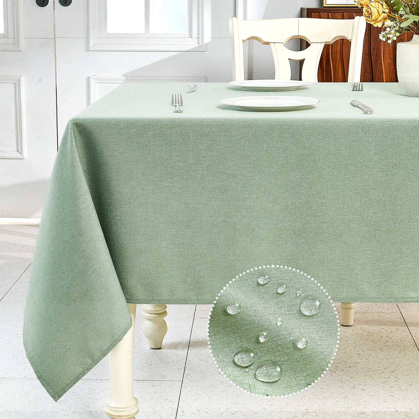 IVAPUPU Textured Linen Table Cloth for Rectangle Tables 52 x 70 Inch