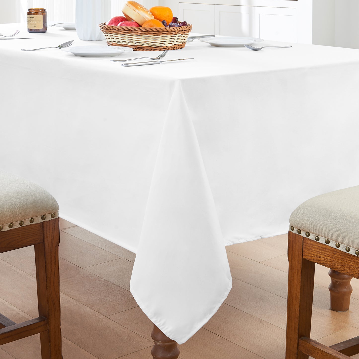 IVAPUPU 2PCS White Table Cloth for Rectangle Table - 60 x 102 Inch