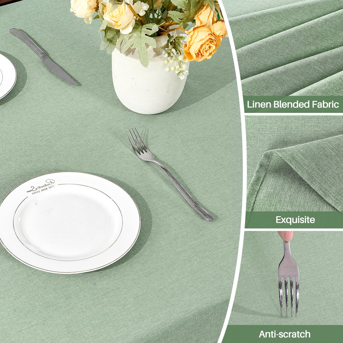 IVAPUPU Textured Linen Table Cloth for Rectangle Tables 52 x 70 Inch
