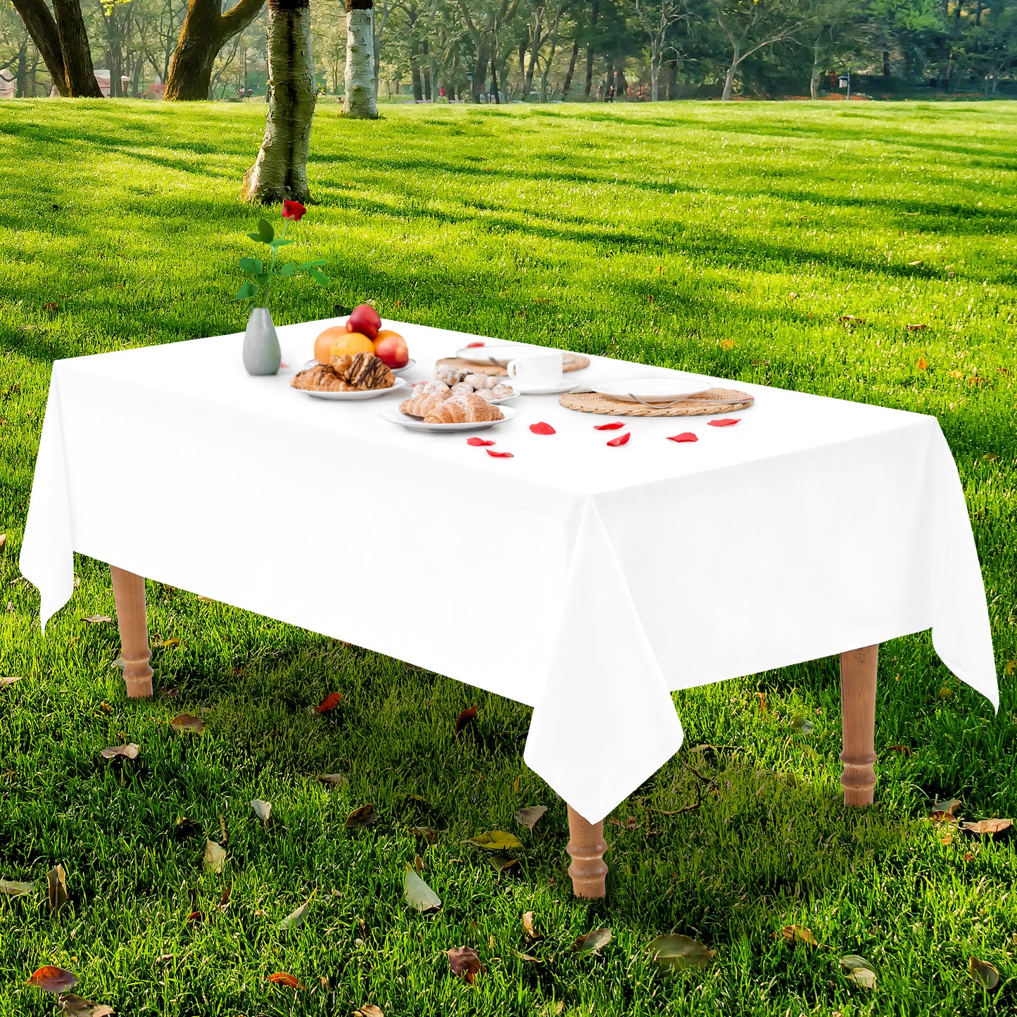 IVAPUPU 2PCS White Table Cloth for Rectangle Table - 60 x 102 Inch