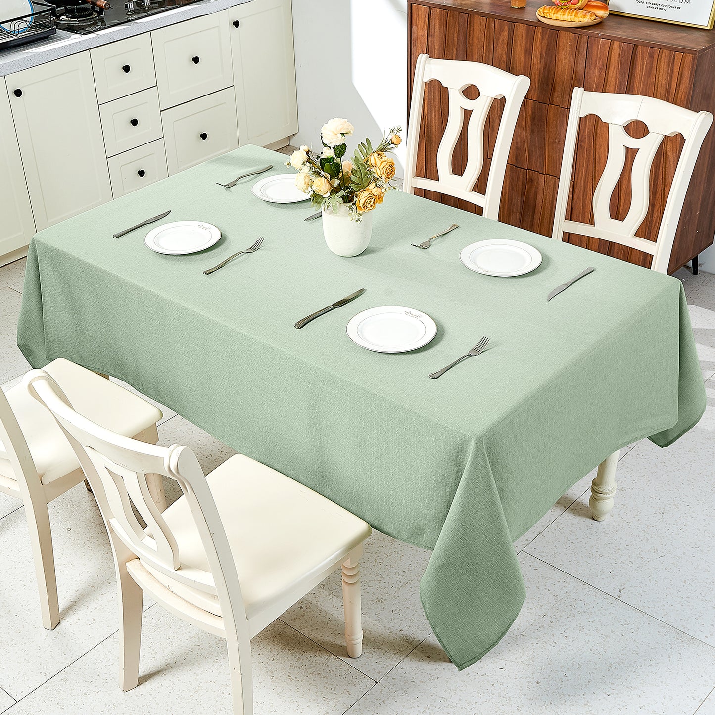 IVAPUPU Textured Linen Table Cloth for Rectangle Tables 52 x 70 Inch