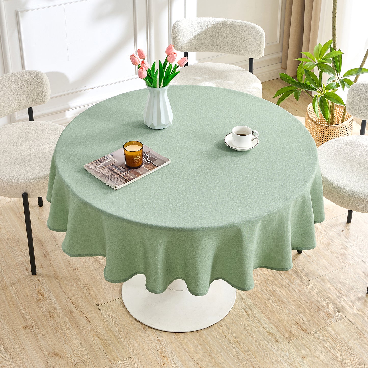 IVAPUPU Textured Linen Table Cloth for Rectangle Tables 52 x 70 Inch