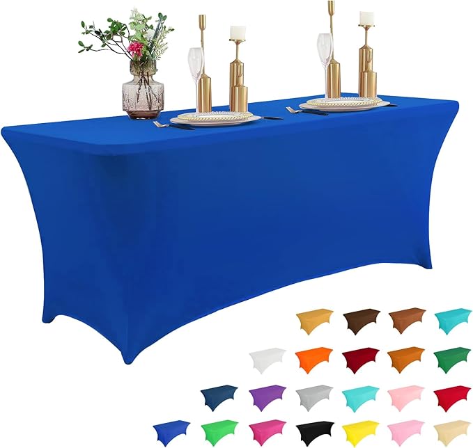 Parojati Table Cloth for Rectangular Fitted Events Stretch Table Covers Washable Spandex Tablecloth Protector for Party, Wedding, Cocktail, Banquet, Festival