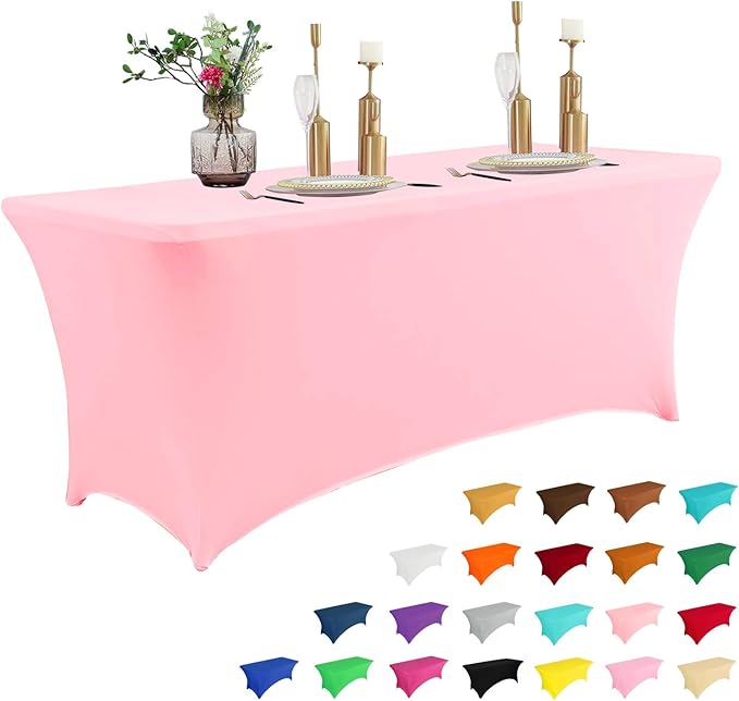 Parojati Table Cloth for Rectangular Fitted Events Stretch Table Covers Washable Spandex Tablecloth Protector for Party, Wedding, Cocktail, Banquet, Festival