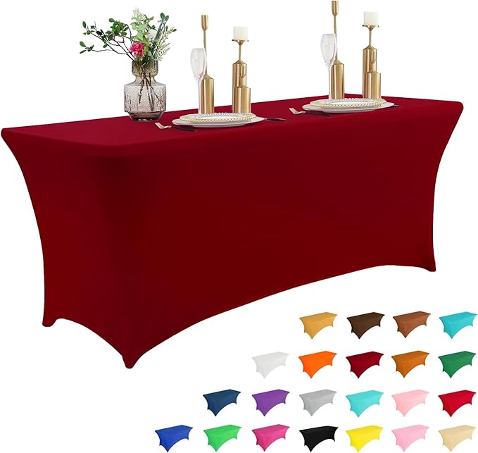 Parojati Table Cloth for Rectangular Fitted Events Stretch Table Covers Washable Spandex Tablecloth Protector for Party, Wedding, Cocktail, Banquet, Festival