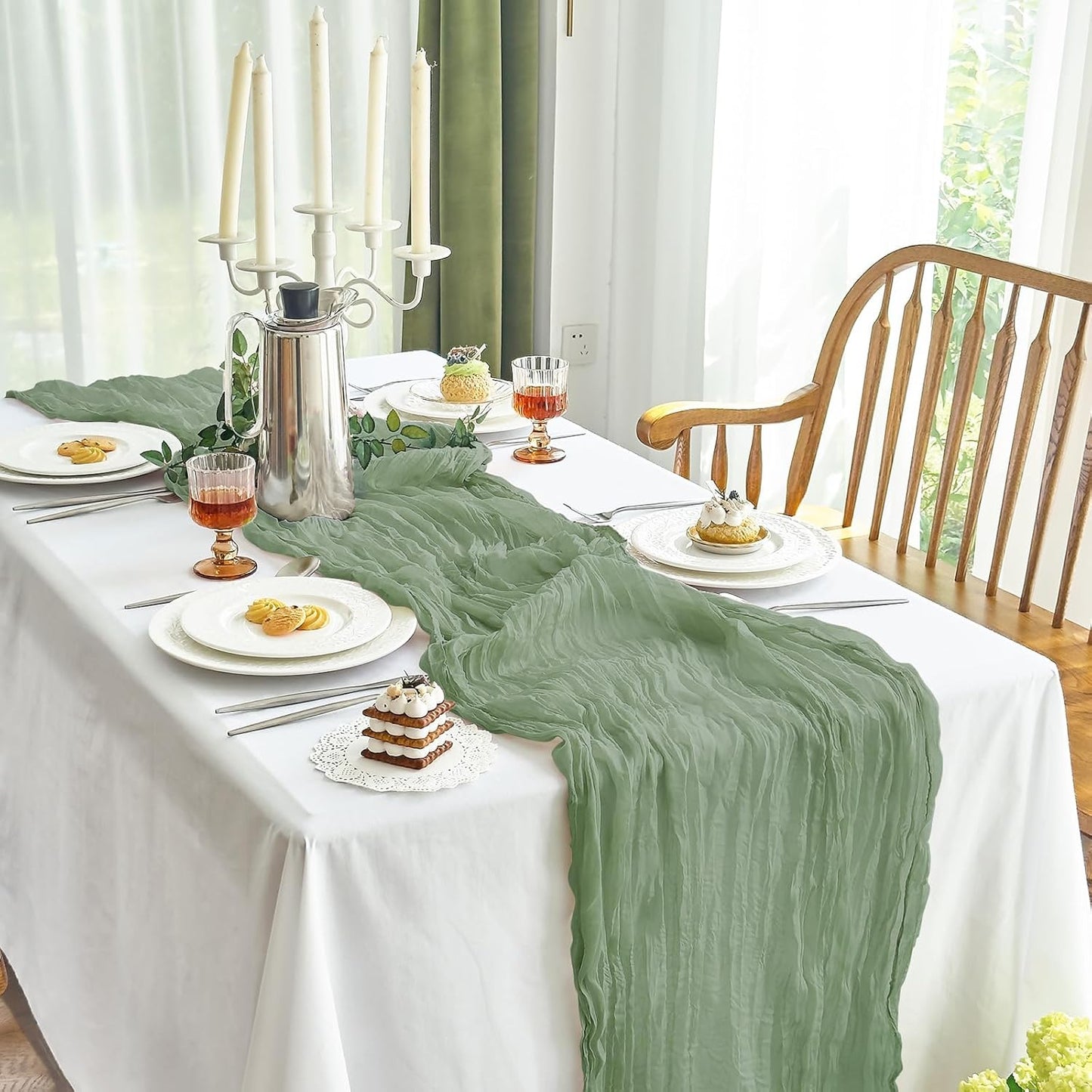 Parojati 10FT Cheesecloth Table Runner(1pcs/2pcs/3pcs)