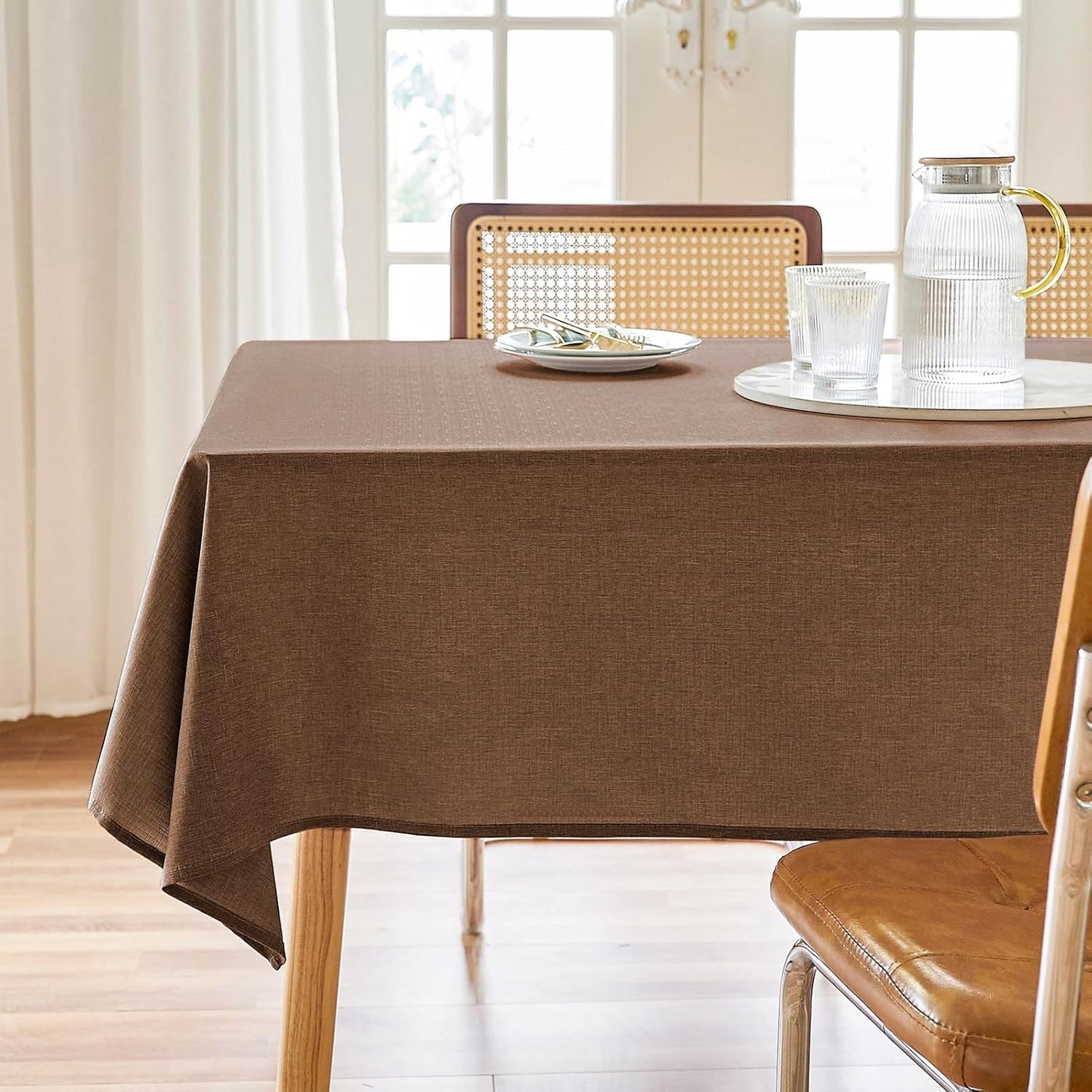 Parojati Textured Linen Table Cloth for Rectangle Tables 52x70/60x84 Inch