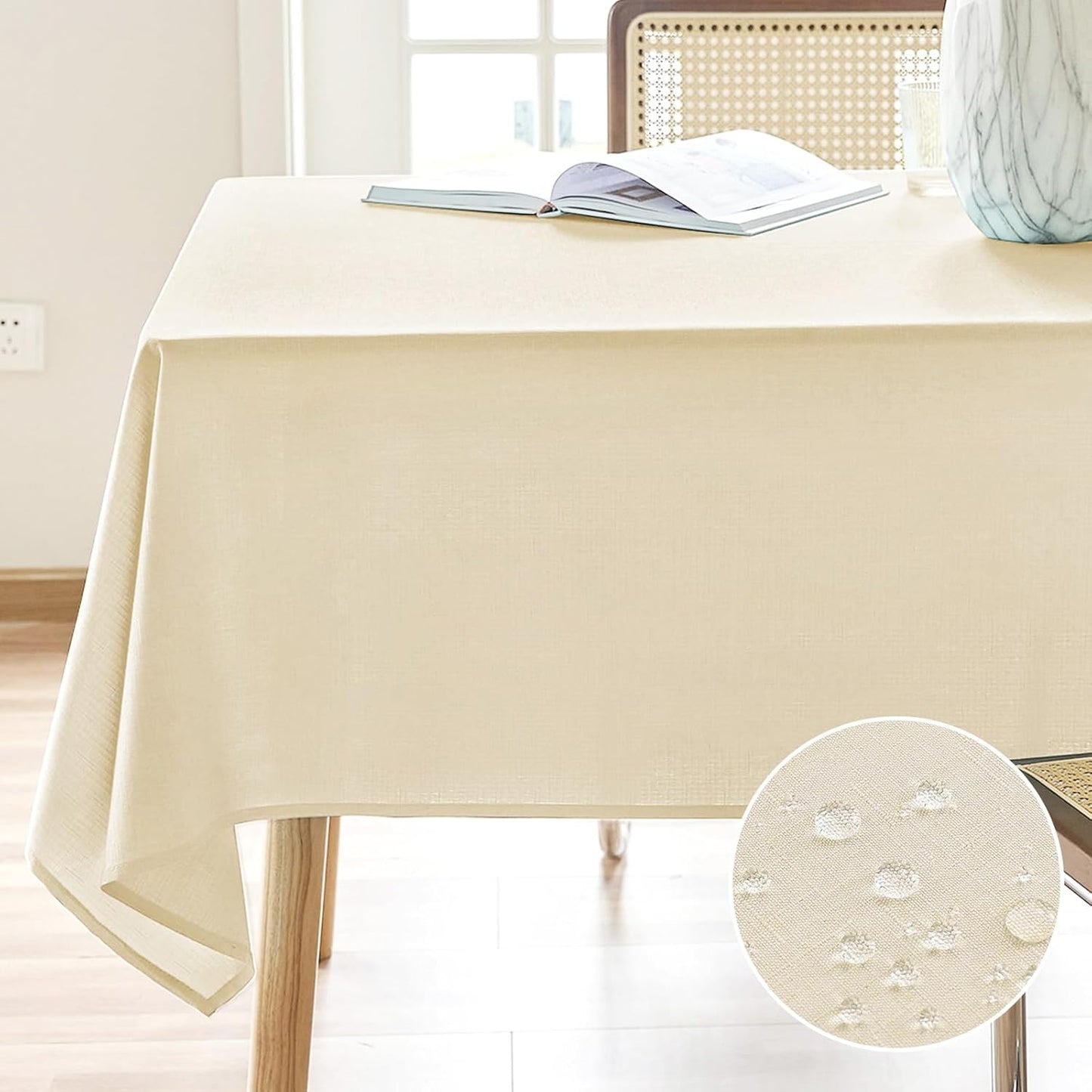 Parojati Textured Linen Table Cloth for Rectangle Tables 52x70/60x84 Inch