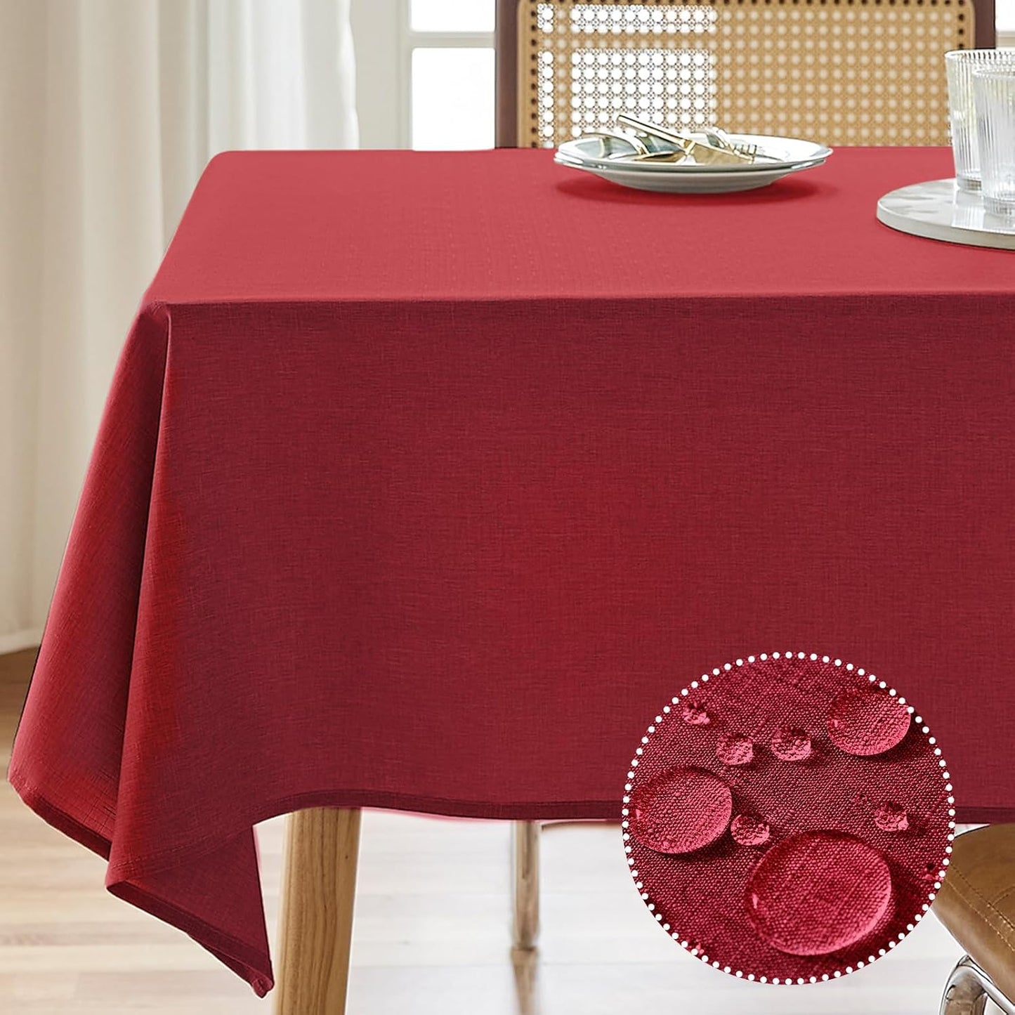 Parojati Textured Linen Table Cloth for Rectangle Tables 52x70/60x84 Inch