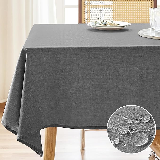 Parojati Textured Linen Table Cloth for Rectangle Tables 52x70/60x84 Inch