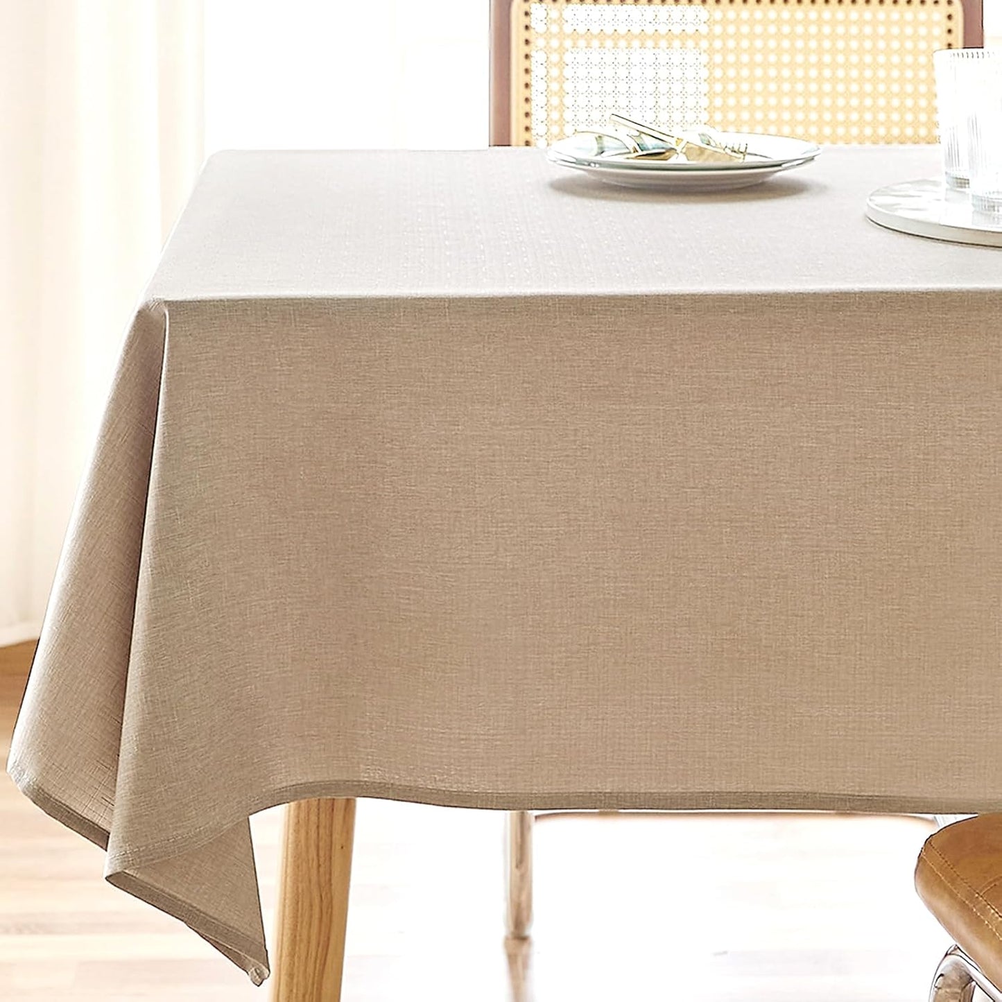Parojati Textured Linen Table Cloth for Rectangle Tables 52x70/60x84 Inch