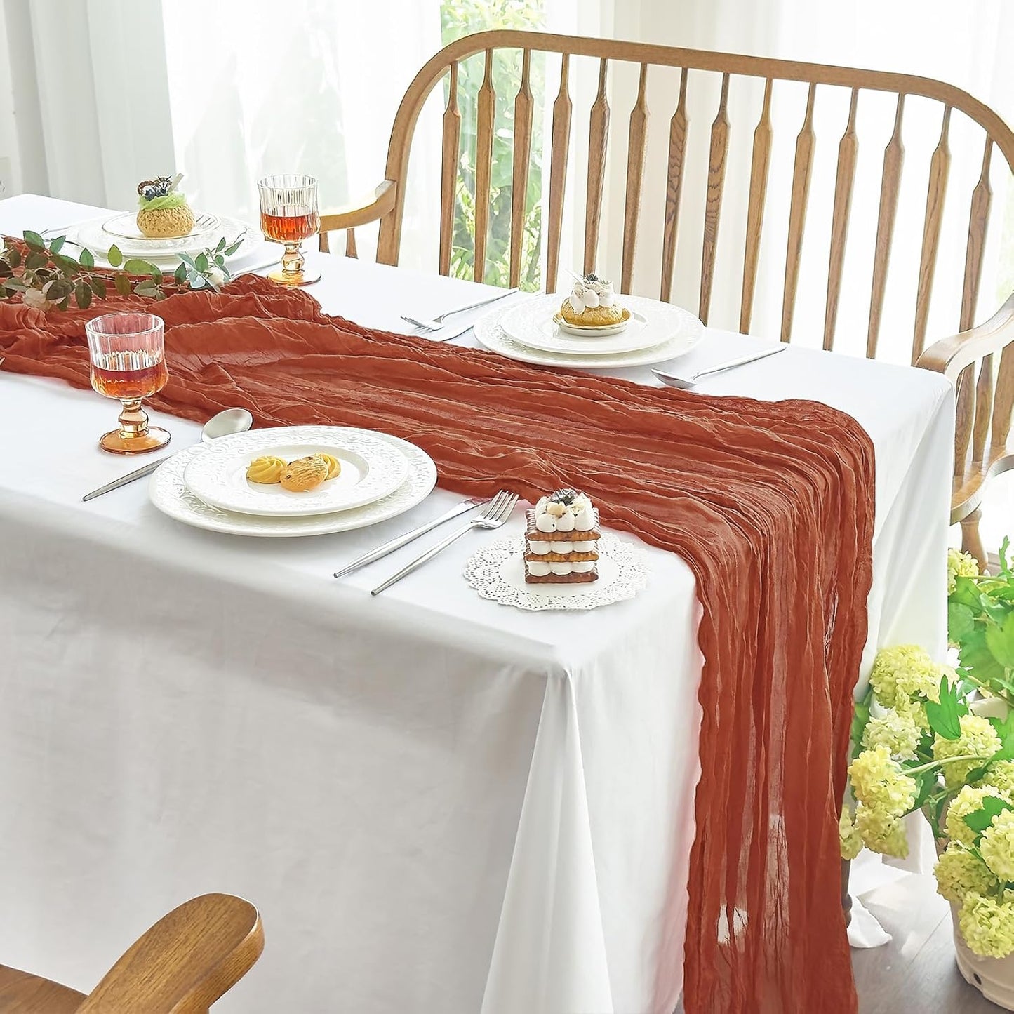 Parojati 10FT Cheesecloth Table Runner(1pcs/2pcs/3pcs)