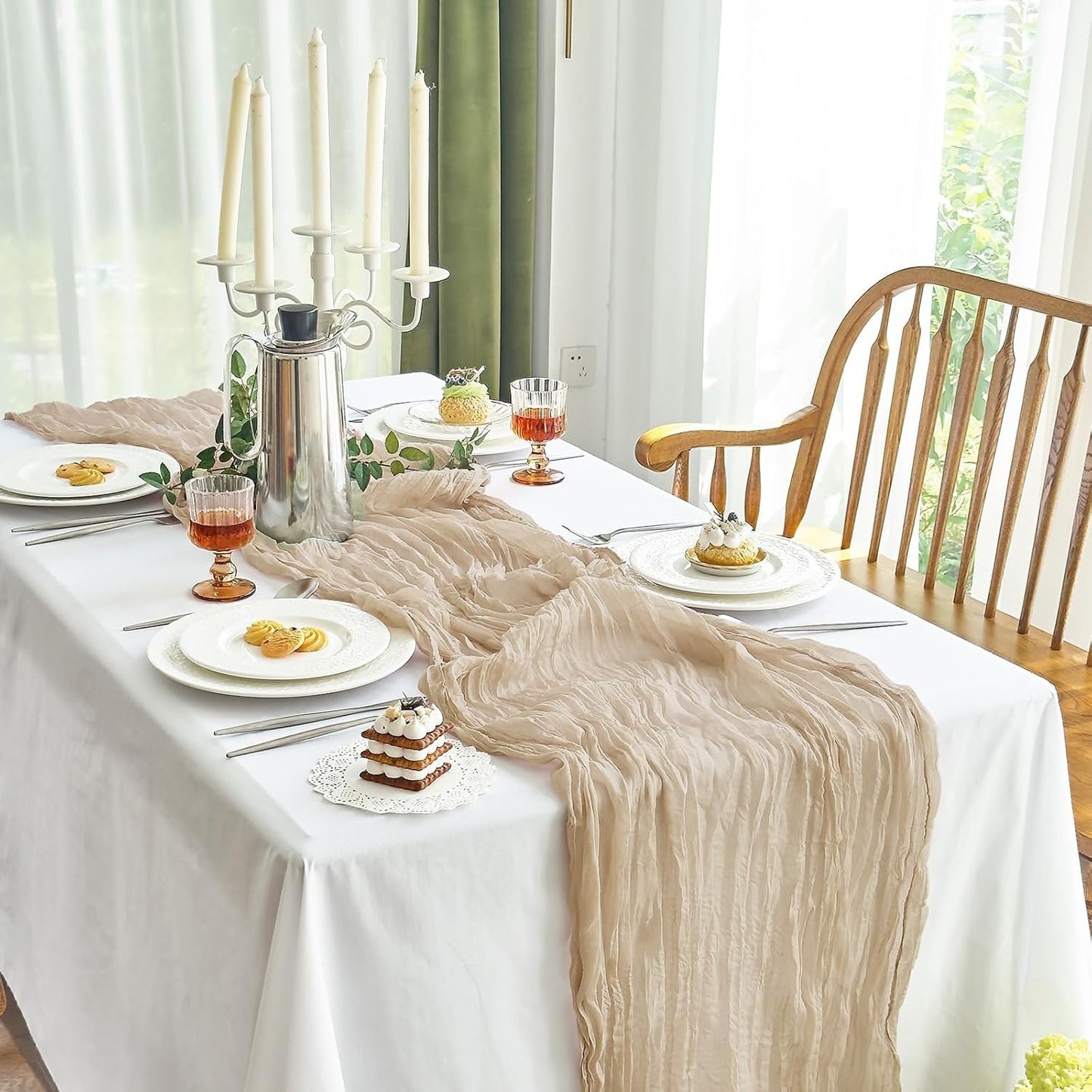 Parojati 10FT Cheesecloth Table Runner(1pcs/2pcs/3pcs)