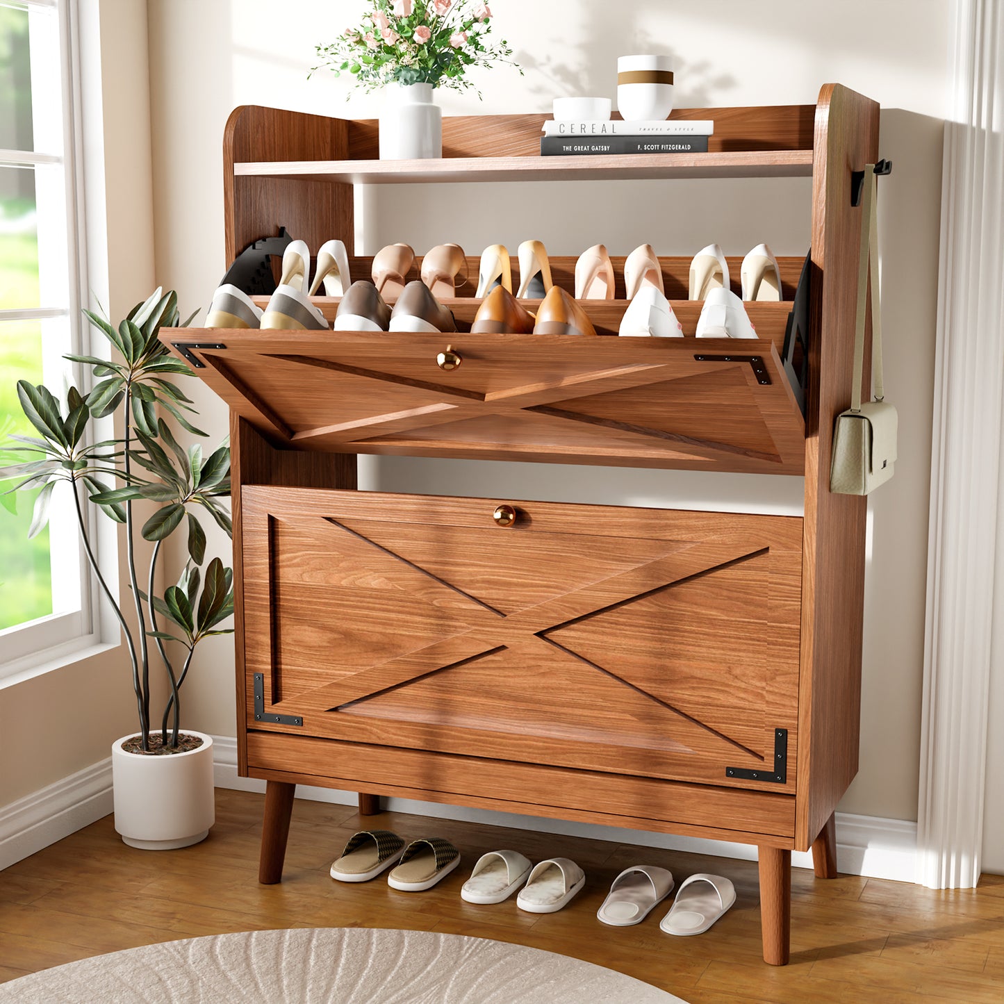 Parojati Shoe Cabinet with 2 Flip Drawers
