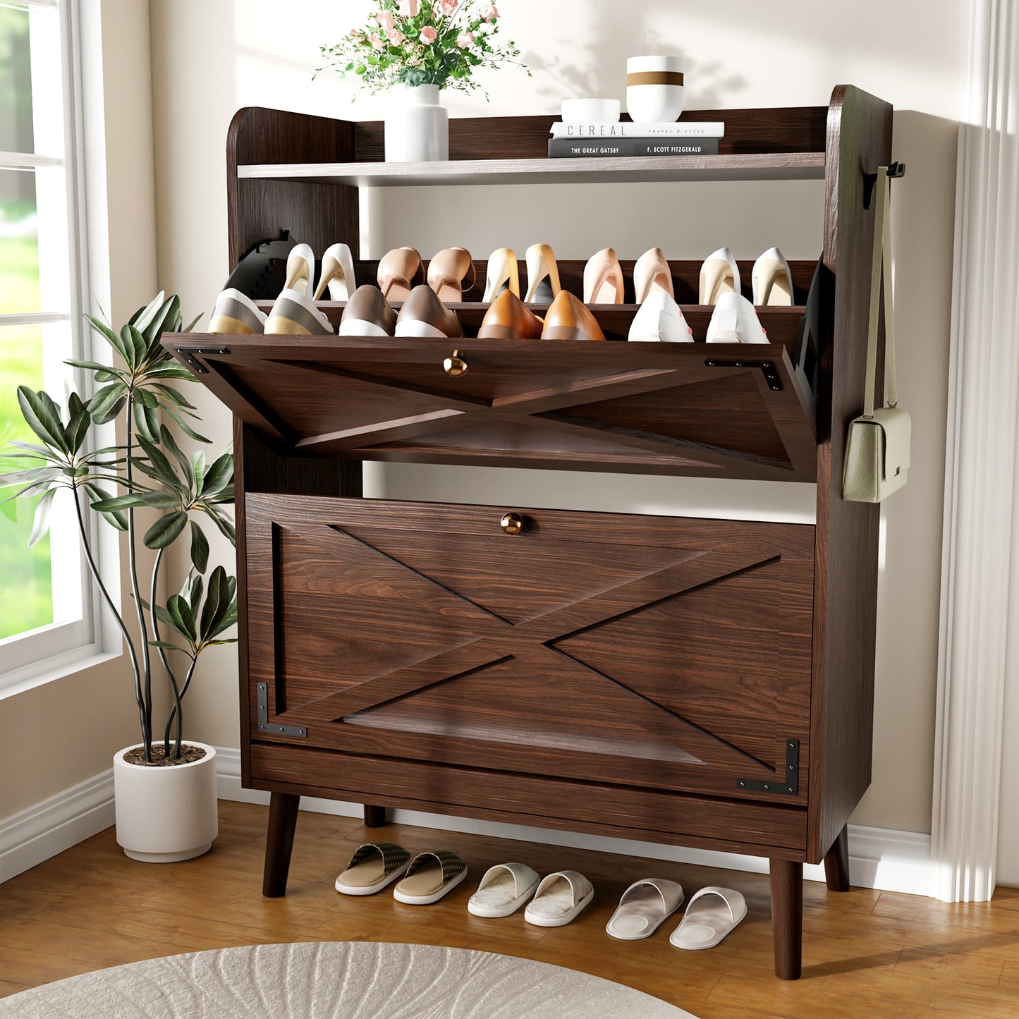 Parojati Shoe Cabinet with 2 Flip Drawers