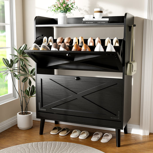 Parojati Shoe Cabinet with 2 Flip Drawers