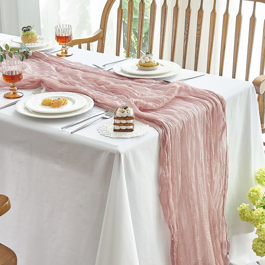 IVAPUPU 10 FT-2 Pcs Cheesecloth Table Runner
