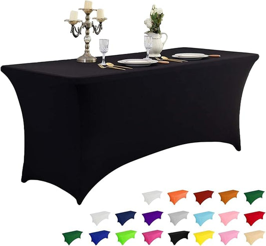 Parojati Table Cloth for Rectangular Fitted Events Stretch Table Covers Washable Spandex Tablecloth Protector for Party, Wedding, Cocktail, Banquet, Festival