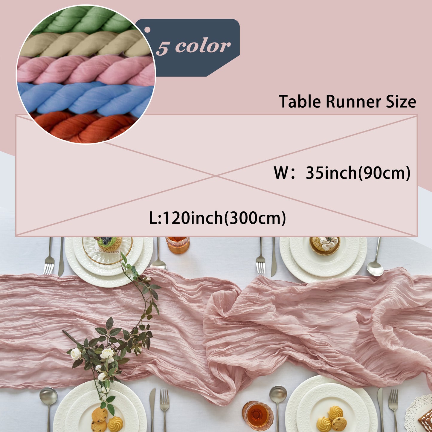 IVAPUPU 10 FT-2 Pcs Cheesecloth Table Runner