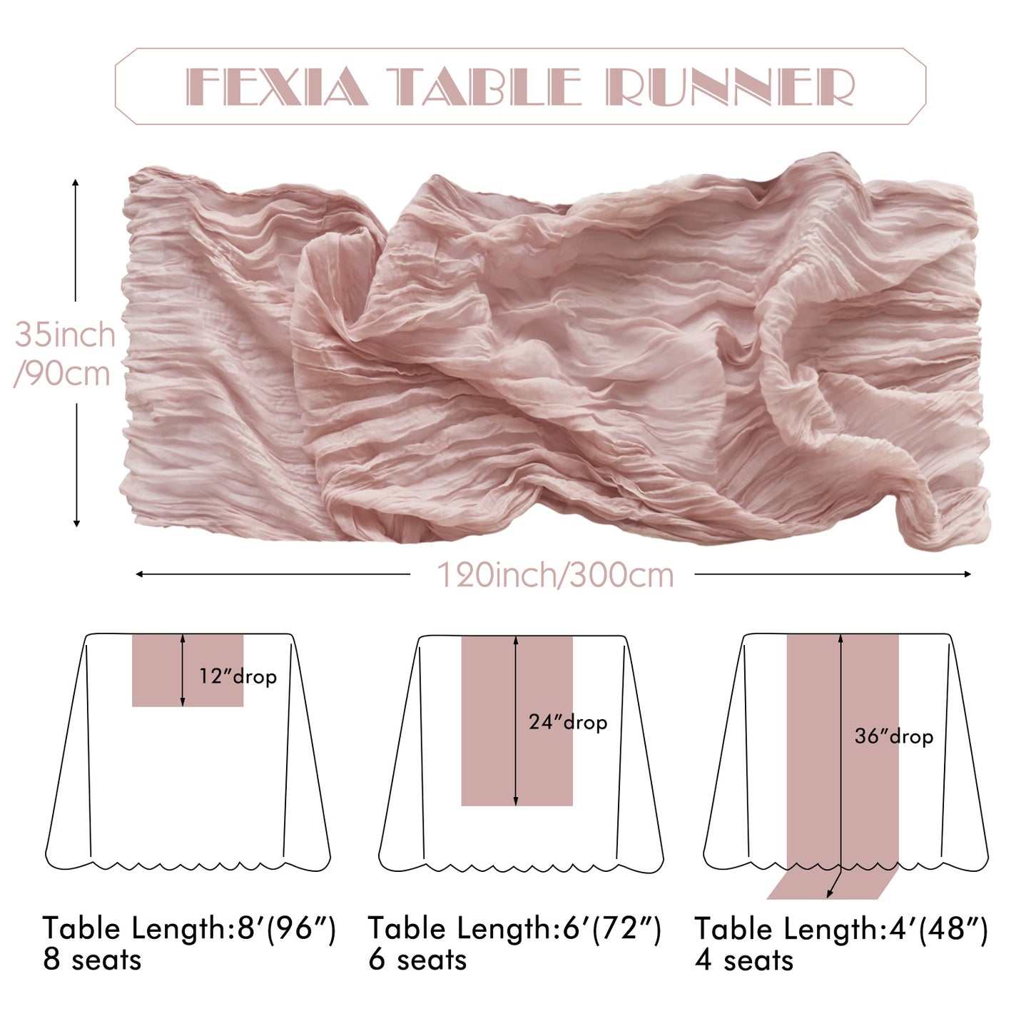 IVAPUPU 10 FT-2 Pcs Cheesecloth Table Runner