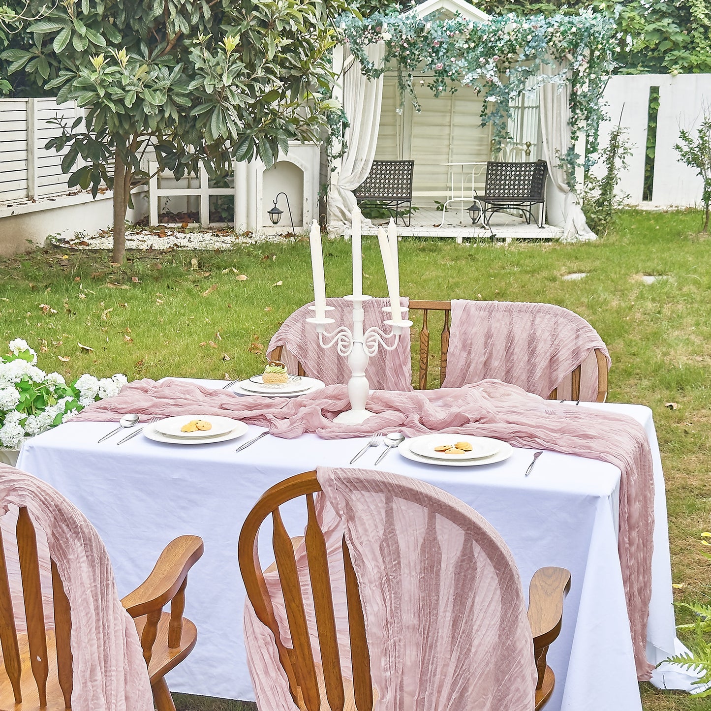 IVAPUPU 10 FT-2 Pcs Cheesecloth Table Runner