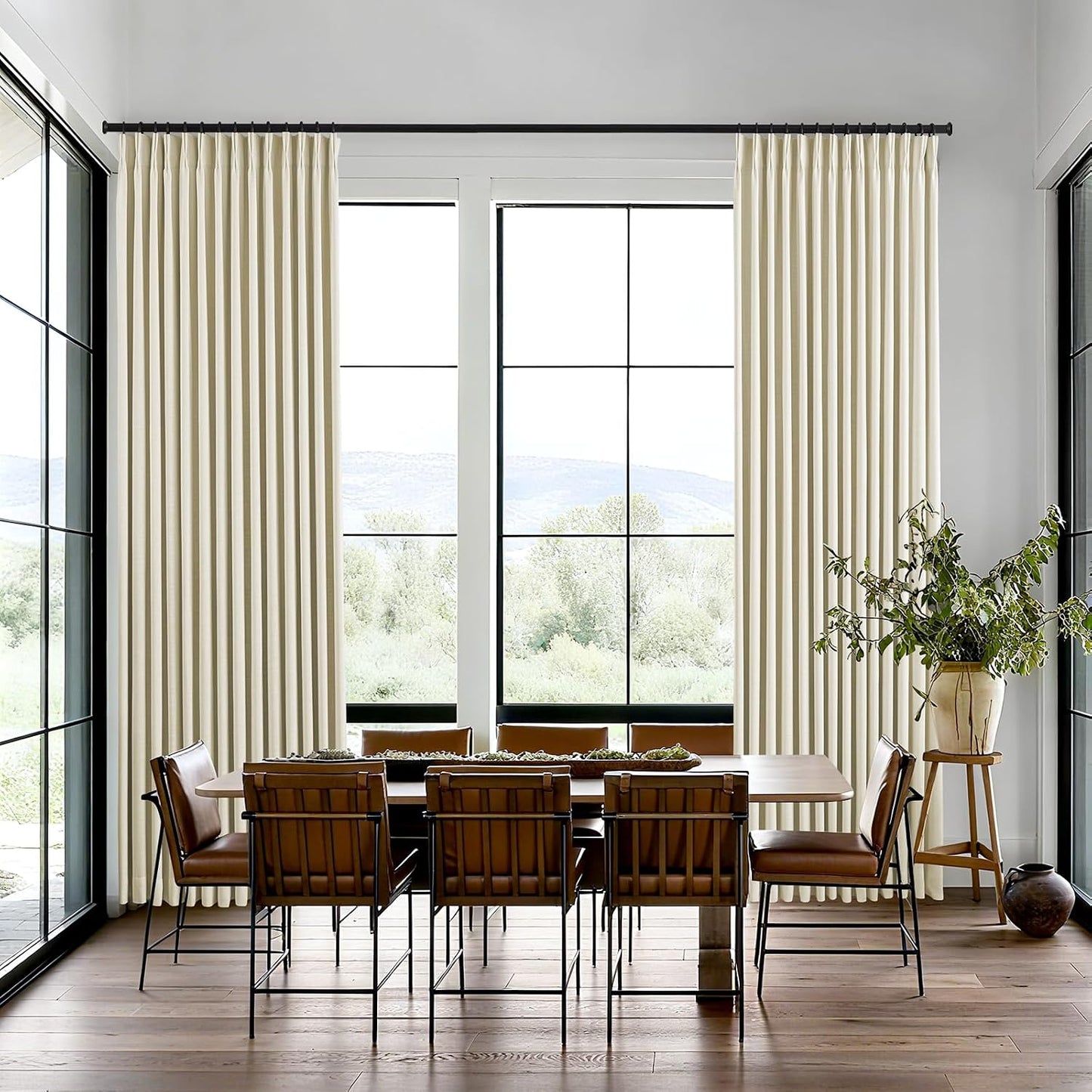 AUSSPVOCT Black Out Room Darkening, Thermal Insulated Curtain, Memory Trained, Natural Pleat Window Drapes with Hooks, 2 Panels