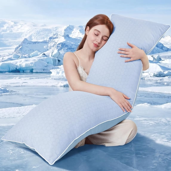 Parojati 20x54 Inch Cooling Body Pillow, Shredded Memory Foam Pillow with Hexagonal Pattern