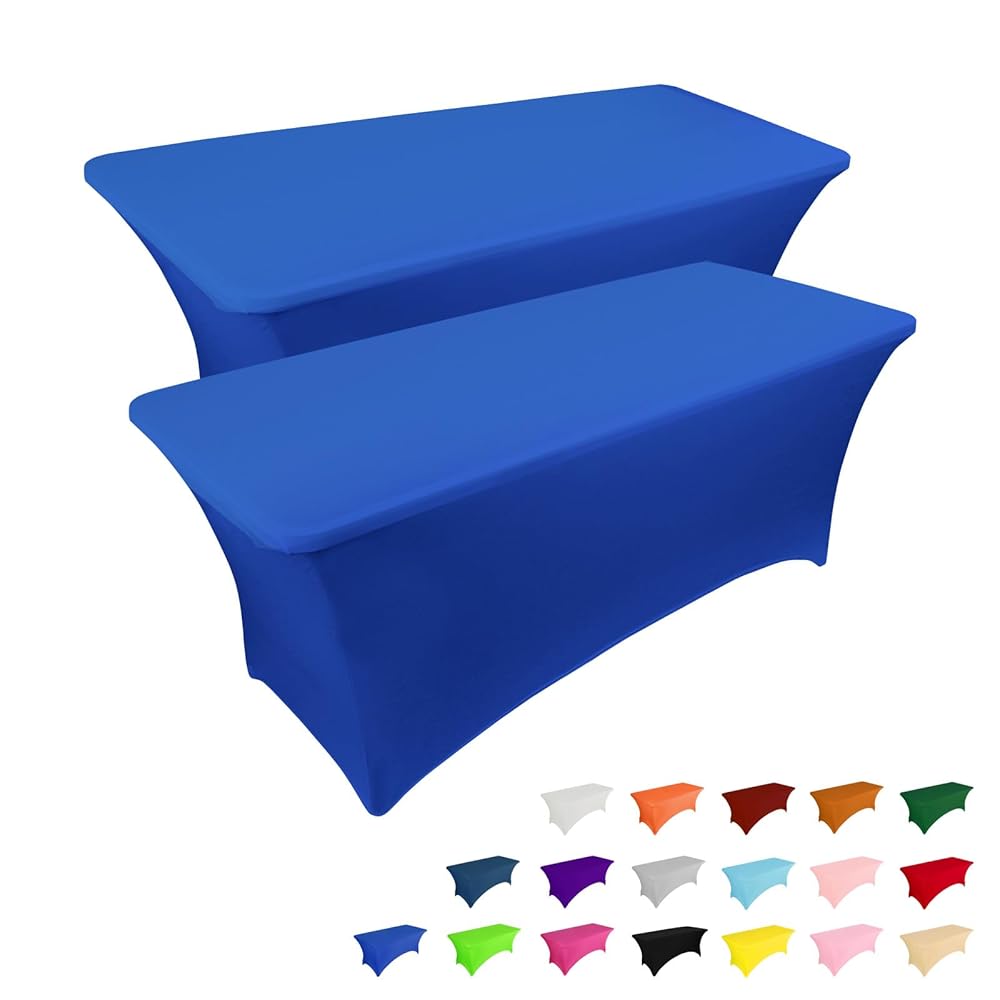 IVAPUPU 2 Pack 6FT Table Cloth for Rectangular Fitted Events Stretch Table Covers Washable Spandex Spring Tablecloth Protector for Party, Wedding, Cocktail, Banquet, Festival